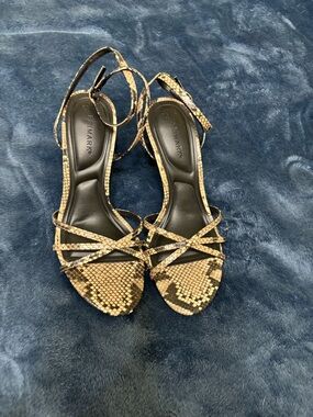 Primark Snake-Print Strappy Heels in Tan and Black